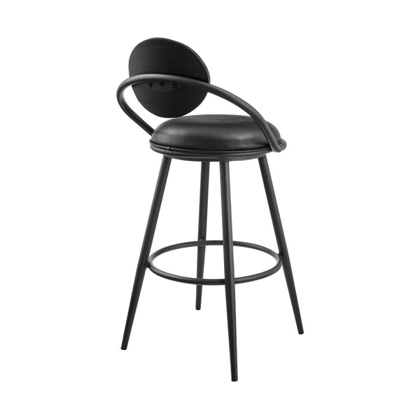 English Elm Lacey Swivel Barstool Matte Iron Base Faux Leather Seat Mid-century Kitchen Bar Black B2736P464813