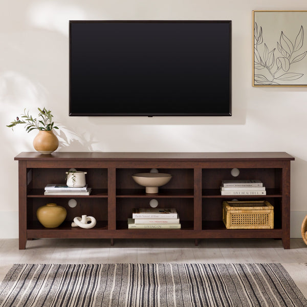 English Elm Walker Edison - Modern 3-Shelf Transitional TV Stand 70" for 80" TVs—Warp-Resistant MDF, 250lb Support, Cord Management Brown 76 L x 22 W x 6 H B185P169326