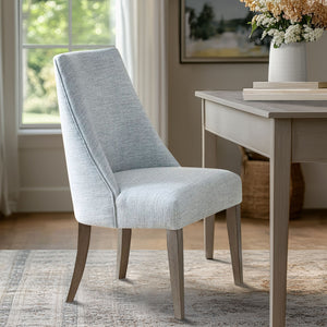 JLA Home Martha Stewart - Upholstered Chenille Dining Chairs Set of 2 — Farmhouse Armless Seats with Padded Curved Backs, Distressed Wood Legs, Versatile Comfort MT108-0079