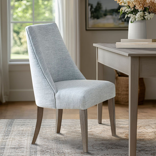 JLA Home Martha Stewart - Upholstered Chenille Dining Chairs Set of 2 — Farmhouse Armless Seats with Padded Curved Backs, Distressed Wood Legs, Versatile Comfort MT108-0079