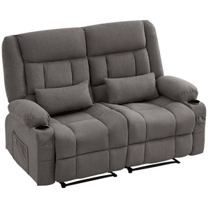 English Elm Recliner Oversized Manual Loveseat with Cup Holders and Side Pocket, Ergonomic 150° Recline, 600lb Capacity Grey W1521S00074