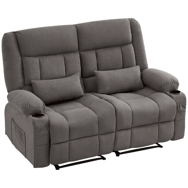 English Elm Recliner Oversized Manual Loveseat with Cup Holders and Side Pocket, Ergonomic 150° Recline, 600lb Capacity Grey W1521S00074