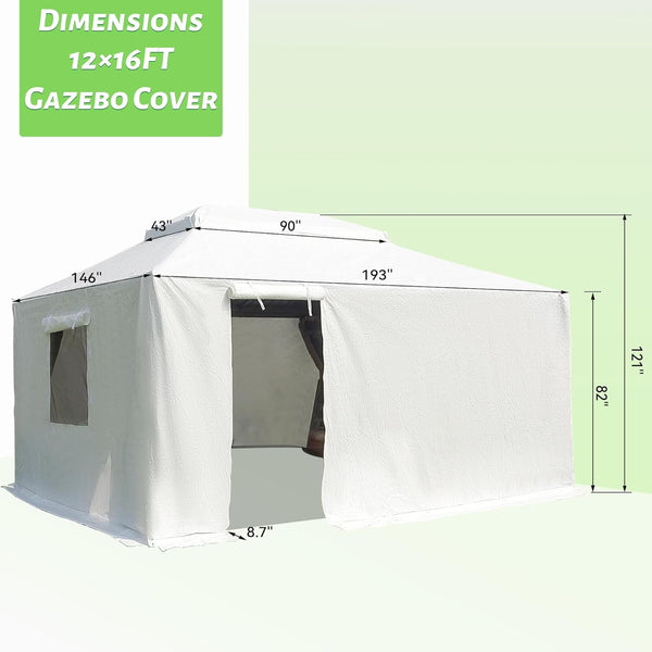 English Elm 12'x16' Gazebo Cover Winter Enclosure with Sidewalls & Mesh Windows, Waterproof Windproof Storage Shield W1859P227656
