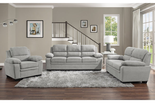English Elm Plush Gray Textured Fabric Sofa with Channel Tufting and Solid Wood Frame Modern B011P214025