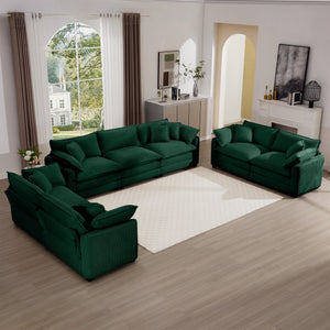 English Elm Modern 2-Piece Fabric Sofa Set In Green Corduroy - Stylish, Comfortable & Versatile For Any Room W714S00814