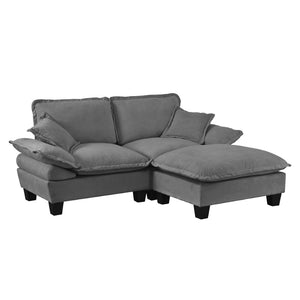 English Elm Modular Cloud Sectional Sofa Chenille Upholstered with Ottoman for Apartment Living Grey W3163S00112