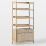 Holmes Modern Wide Bookcase with Two Reeded Drawers Coastal Oak WEHOL41OS3CO0 Walker Edison