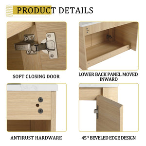 English Elm 30'' Wall-Mounted Bathroom Vanity With Ceramic Art Sink, Soft-Close Doors & Space-Saving Design W999S00463