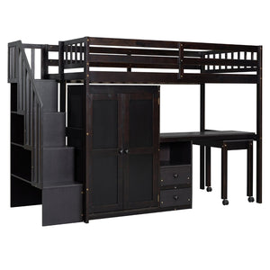 English Elm Queen Murphy Bed with Integrated Desk Cabinet Shelves Space Saving Studio Solution Espresso N708S00013P