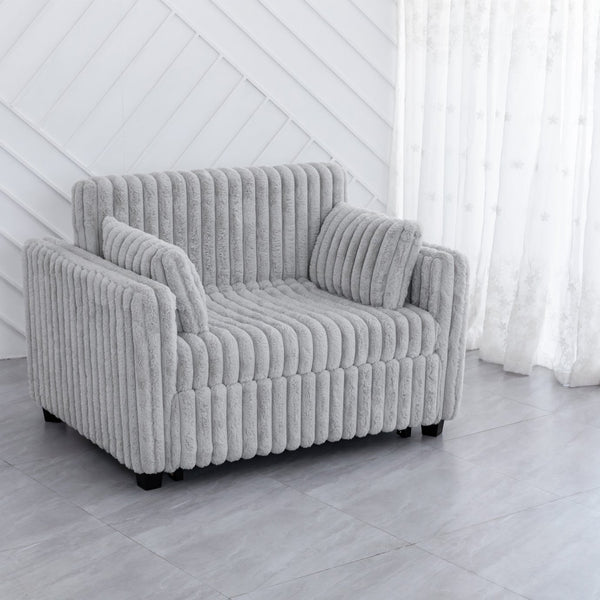 English Elm 3 in 1 Convertible Sleeper Sofa Bed with Plush Fabric, Spring Support, Cozy Skin-Friendly Comfort Light Gray W1767P195964