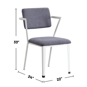 English Elm Metal Metal Frame Office Chair with Padded Cushion for Kids Room, Open Back, Timeless White Gray Finish PMID: stylish B016P322887