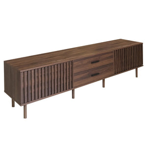 English Elm 70inch Rattan Door Media Console with Iron Legs Natural Wood Finish Living Room N710P429516Q