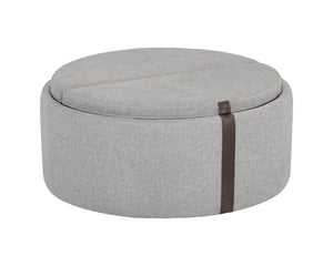 Sunpan Borelli Modern Wheeled Storage Ottoman with Retro Charm and Multifunctional Design for Any Space Belfast Heather Grey / Autumn Chestnut