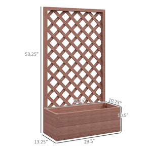 English Elm Outsunny Raised Garden Bed With Trellis Lattice - Freestanding Planter For Climbing Plants & Vines W2225P217234-GIGA