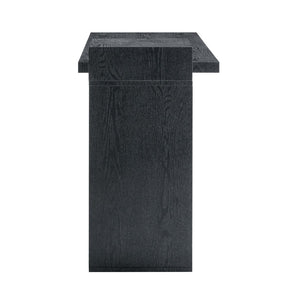 English Elm Modern Wood Grain Console Table with Two Tier Shelving for Entryway or Living Room Black W3875S00030