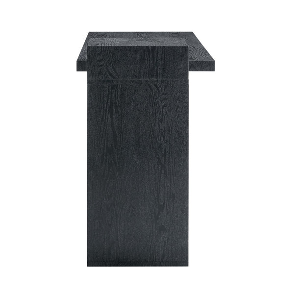 English Elm Modern Wood Grain Console Table with Two Tier Shelving for Entryway or Living Room Black W3875S00030