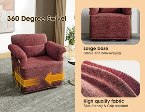 English Elm 360 Degree Square Swivel Accent Chair - Plush Fluffy Fabric Armchair With Gold Legs For Modern Spaces W2012P319078