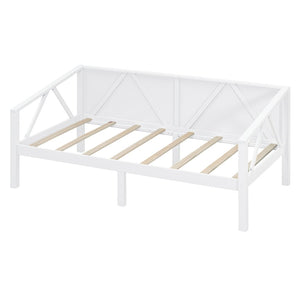 English Elm Twin Daybed Frame Solid Pine Sofa Bed for Guest Room Studio or Teen Bedroom White N708P266719K