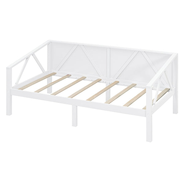 English Elm Twin Daybed Frame Solid Pine Sofa Bed for Guest Room Studio or Teen Bedroom White N708P266719K