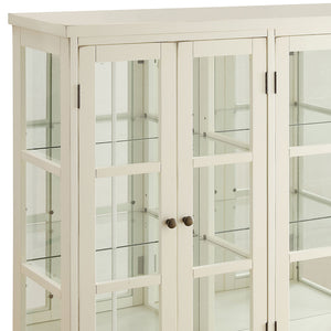 English Elm Danica Off White 4-Door Wood Accent Storage Display Cabinet — Elegant Neutral Buffet with Ample Concealed Storage and Sleek Glass Accents B062P328677