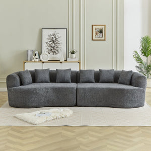 English Elm Curved Chenille Sectional Sofa Oversized Four Seat Cloud Foam Living Room Lounge W3505P355583