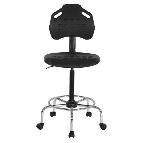 OSP Home Furnishings Drafting Chair with Urethane Seat Pneumatic Height Adjustment for Labs and Workspaces KH81313CX