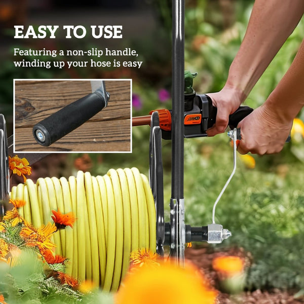 English Elm Outsunny Portable Garden Hose Reel Cart - Holds 98' Of 5/8" Hose, Durable, Easy To Maneuver, Black W2225P217241-GIGA