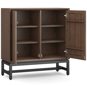 English Elm Banting Solid Rubberwood Storage Cabinet with Graphite Metal Base for Home Office B136P436060