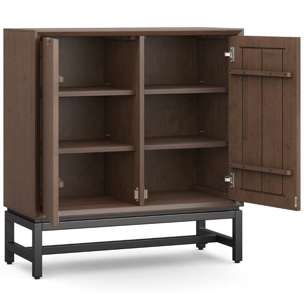 English Elm Banting Solid Rubberwood Storage Cabinet with Graphite Metal Base for Home Office B136P436060