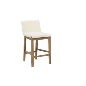 English Elm Solid Wire-brushed Wood Counter Stools Set of 2 with Flax Cushion for Kitchen Island B011P474549