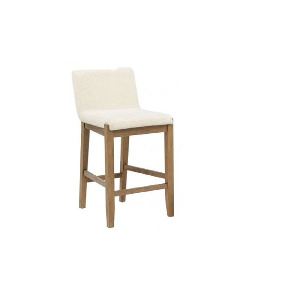 English Elm Solid Wire-brushed Wood Counter Stools Set of 2 with Flax Cushion for Kitchen Island B011P474549