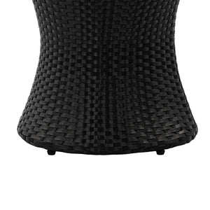 English Elm 19" Kono Hourglass Wicker Side Table Pe Rattan Sculptural Accent for Patio or Living Room Black N773P362078R