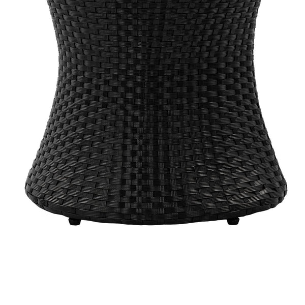 English Elm 19" Kono Hourglass Wicker Side Table Pe Rattan Sculptural Accent for Patio or Living Room Black N773P362078R