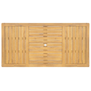 English Elm Patio Acacia Wood Rectangular Dining Table Seats 6 with Umbrella Hole Outdoor N772P378178T