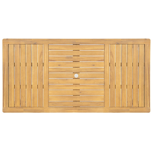 English Elm Patio Acacia Wood Rectangular Dining Table Seats 6 with Umbrella Hole Outdoor N772P378178T