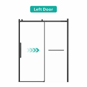 English Elm S-RM6076TB Frameless 56-60" x 76" Sliding Shower Door, 8mm Tempered Glass, Matte Black Rollers and Towel Bar W1865P189853