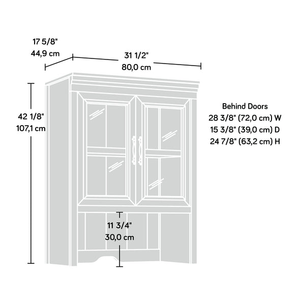 English Elm Library Hutch - Versatile Brown Finish Storage Solution With Cord Management For Any Room Decor B356P367908