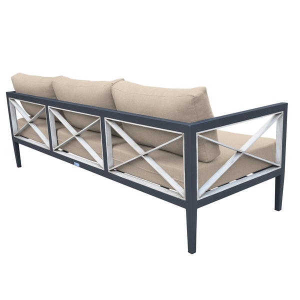 English Elm Cendrix 4-Piece Outdoor Aluminum Patio Set in Dark Gray with Taupe Cushions – Weatherproof Comfort B2736S00020