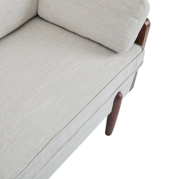 English Elm Mid-century Modern Compact Sofa with Plush Cushions and Rounded Wood Legs for Living Rooms Beige N771P205110M