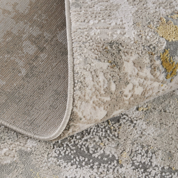 Feizy Rugs Waldor Modern Abstract High-low Pile Area Rug - Elegant Comfort In Gold, Ivory, And Gray Hues Ivory,Gold,Gray Polypropylene,Polyester 7353970fgldbirh13