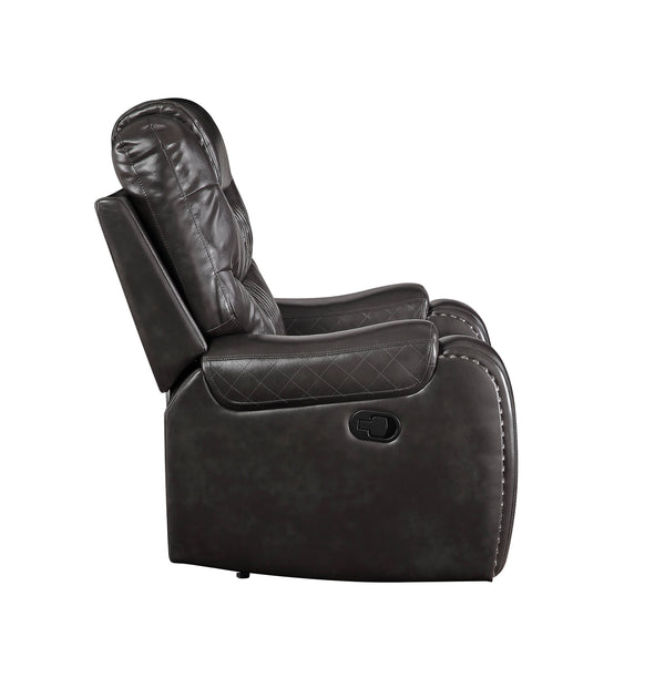 English Elm Braylon Magnetite Faux Leather 3-Piece Manual Recliner Set in Brown with Console, Cup Holders and Storage B2726S00187