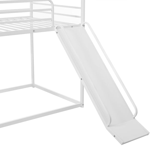 English Elm Twin Metal Tube Bunk Bed Frame for Kids Durable Sturdy Construction Safe Space-Saving Design White W420P256562