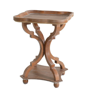 English Elm Accent Table French Country Hourglass Base Carved Wood Distressed Finish Entryway Side 69816.00NTL