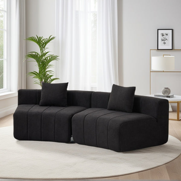 English Elm Chenille Corduroy Modular Curved Sectional Sofa Soft Cloud Form Living Room Seating W834P389121