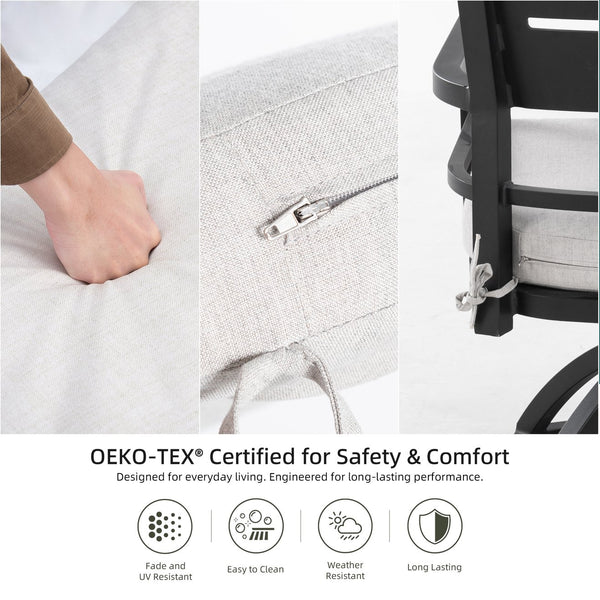 English Elm 7-Piece Modern Aluminum Patio Dining Set With 6 Swivel Rockers & Sunbrella Cushions For Comfort W1886S00007