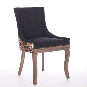 English Elm A&A Velvet Tufted Swivel Barstool with Ergonomic Back and Gold-Plated 17.7" Base, Set of 2 Leopard W1143P209903