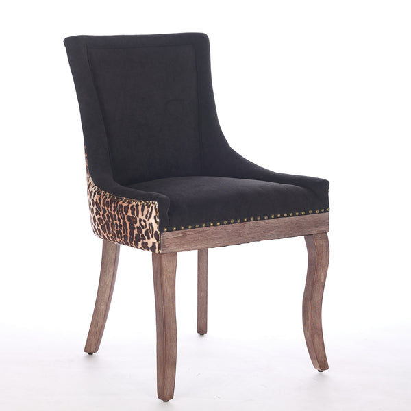 English Elm A&A Velvet Tufted Swivel Barstool with Ergonomic Back and Gold-Plated 17.7" Base, Set of 2 Leopard W1143P209903
