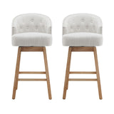 Christopher Knight Home® - Noble House - - 33.25" Swivel Counter Stools Set Of 2, Upholstered Counter Height Bar Stools With Solid Rubber Wood Frame, Backrest, Footrest, Armless Barstools For Home Bar, Kitchen Counter, Natural + Beige