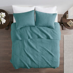 English Elm 2 Piece Keaton Teal Reversible Quilt Set Twin/Twin XL – Soft Brushed Microfiber, Antimicrobial, Cozy Farmhouse Chic B035129036
