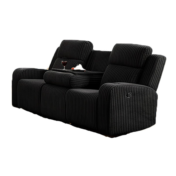 English Elm 2+3 Seat Corduroy Reclining Sofa Set with Bluetooth Speaker and Wireless Charging Console W3900S00017